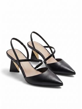 Aldo Black Pointed Toe Slingback Geometric Block Heels Women's Size 8
